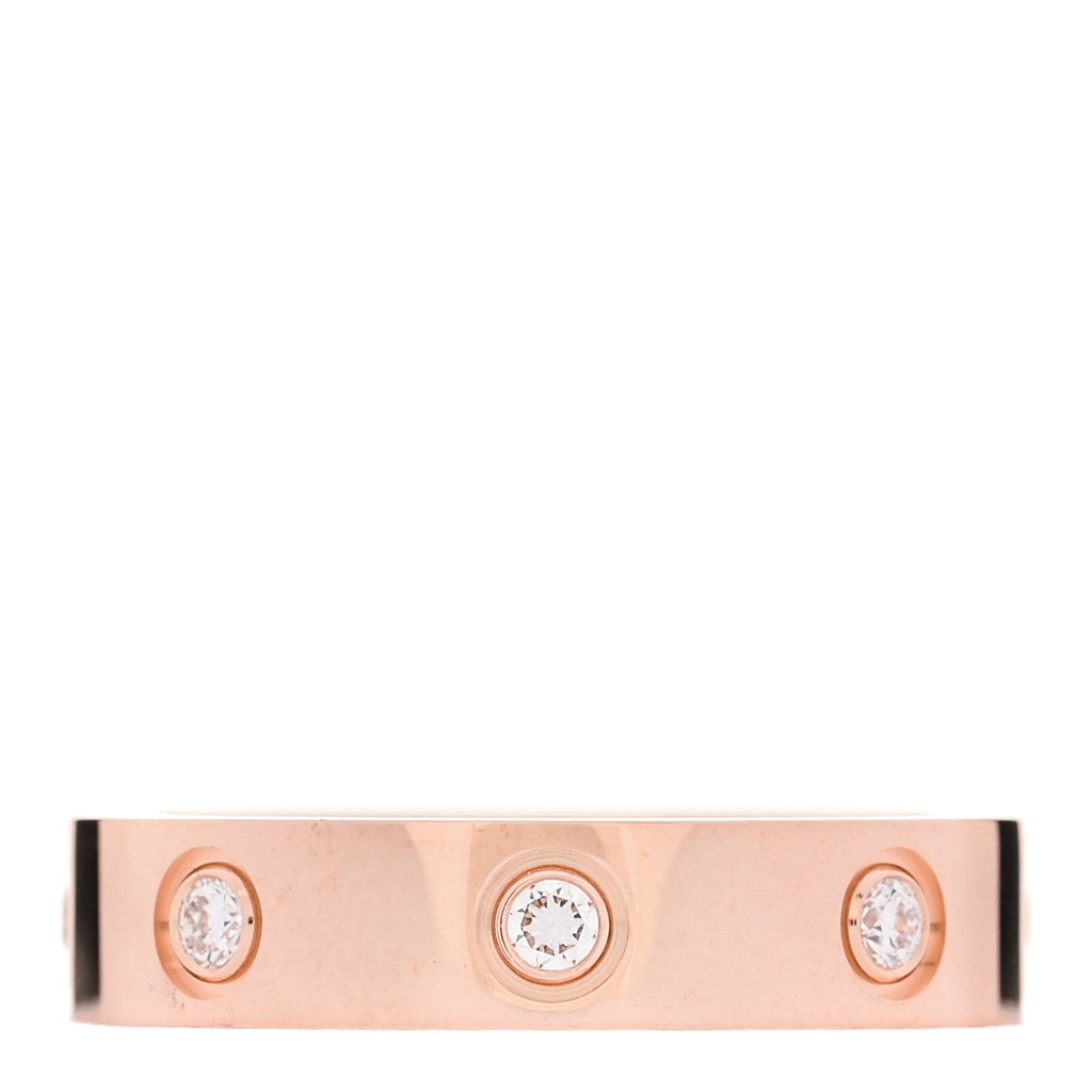 18K Pink Gold 8 Diamond 4mm LOVE Wedding Band Ring 49 5