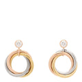 18K Pink Yellow White Gold Diamond Trinity Drop Earrings