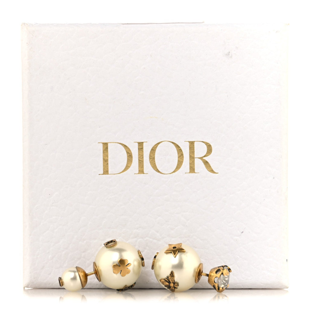 Pearl Crystal Tribales Bee Earrings Gold