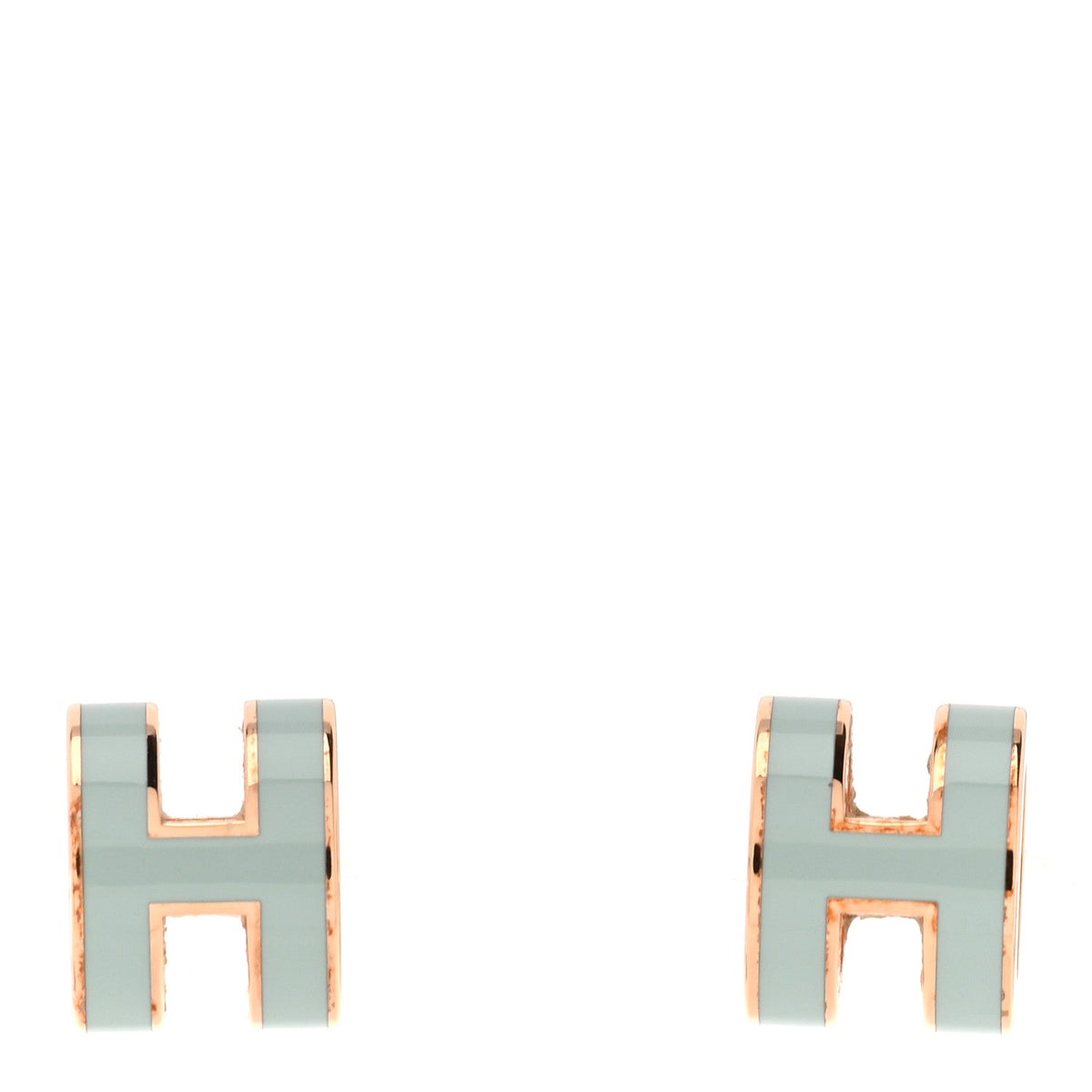 Rose Gold Lacquered Mini Pop H Earrings  Bleu Zephyr