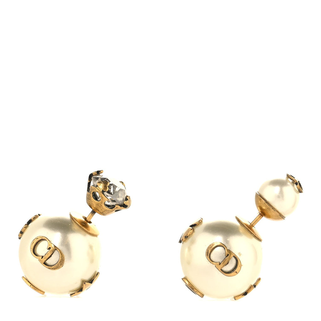 Pearl Crystal Tribales Bee Earrings Gold