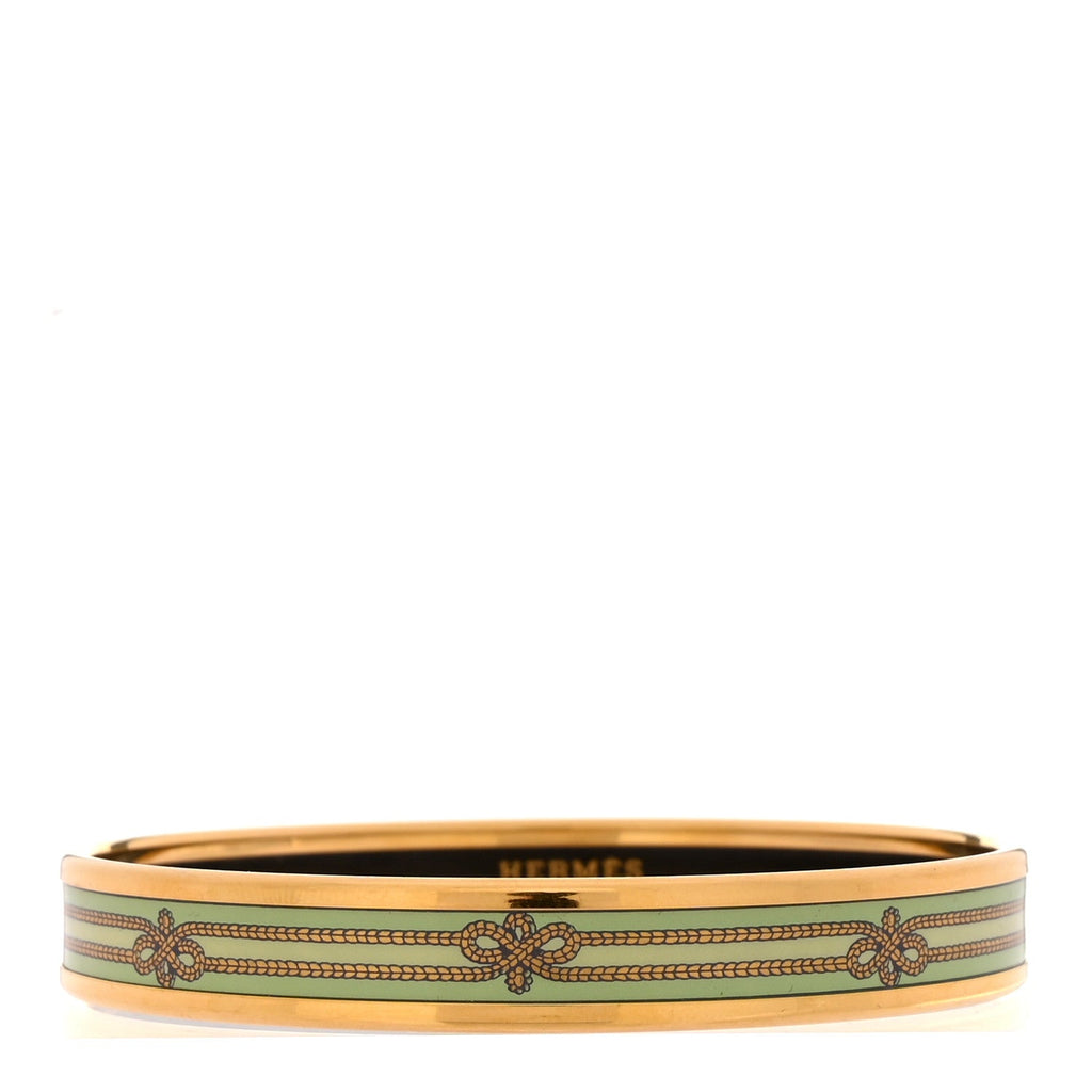 Enamel Printed Rope Narrow Bracelet 65 Green