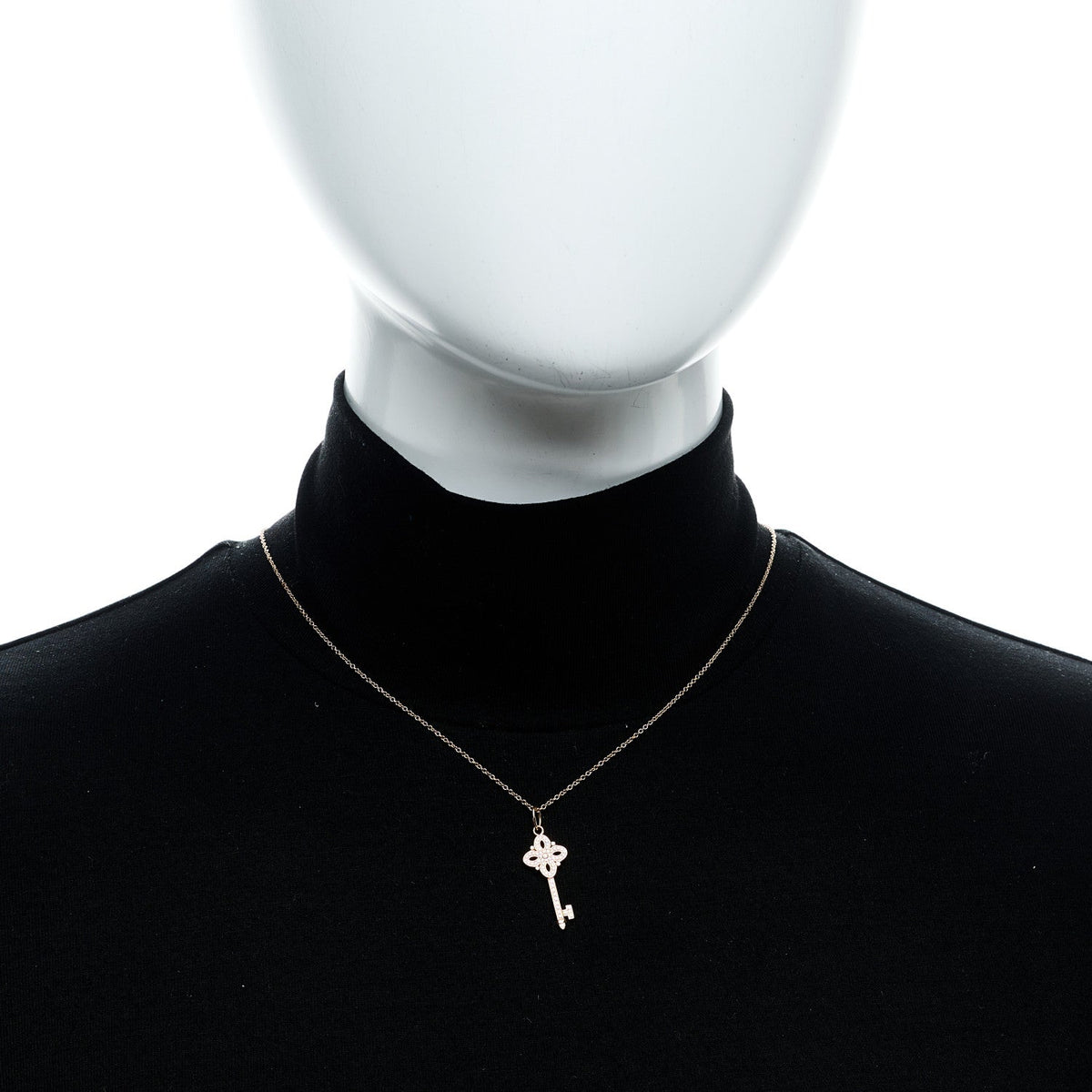 18K Rose Gold Diamond Mini Victoria Key Pendant Necklace