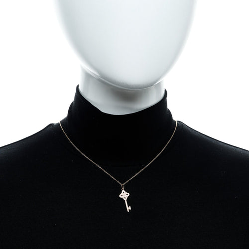18K Rose Gold Diamond Mini Victoria Key Pendant Necklace