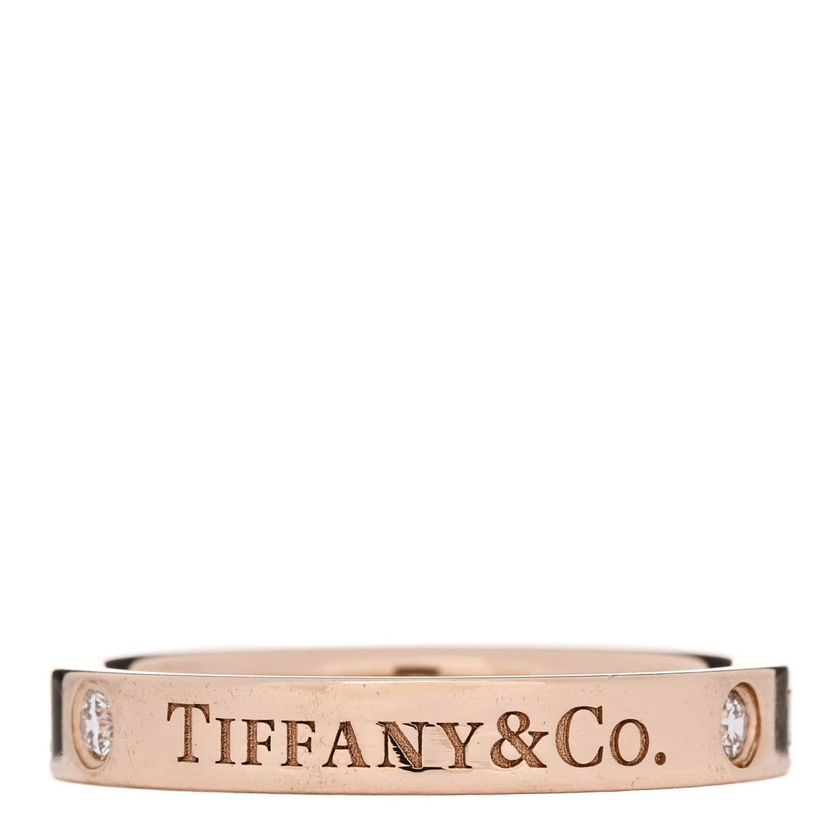 18K Rose Gold Diamond 3mm Logo Band Ring 53 6.25