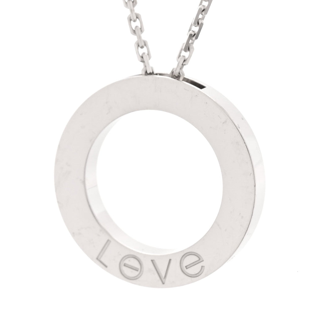 18K White Gold Diamond LOVE Paved Necklace