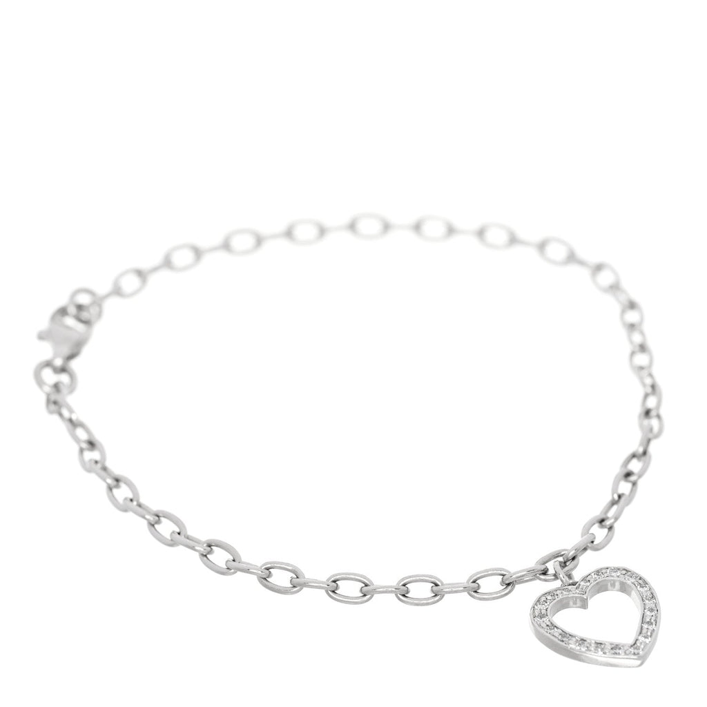 Platinum Diamond Heart Charm Bracelet