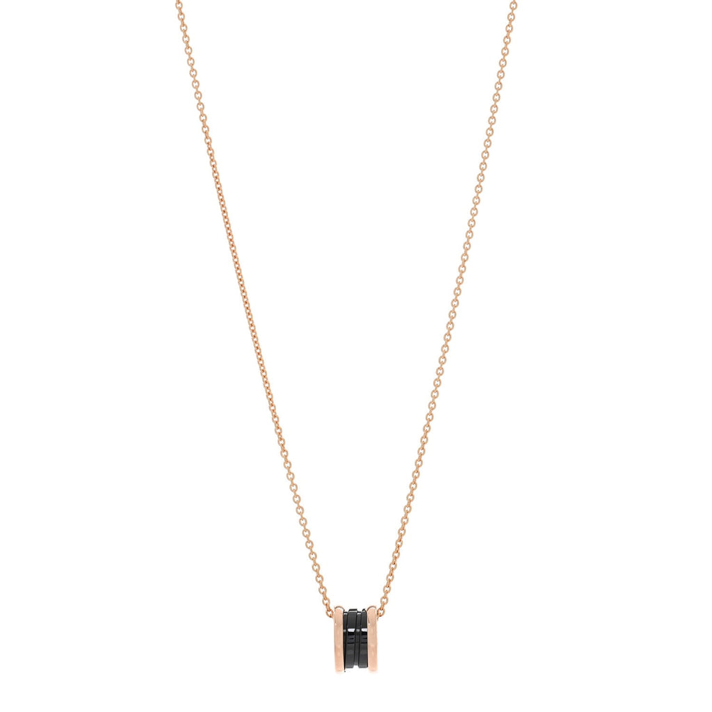 18K Rose Gold Black Ceramic Diamond B.Zero1 Pendant Necklace