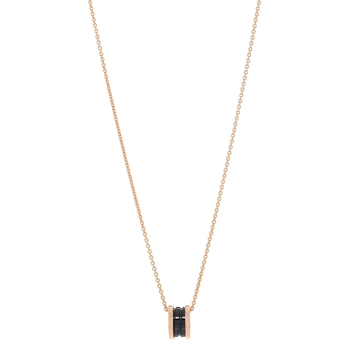 18K Rose Gold Black Ceramic Diamond B.Zero1 Pendant Necklace