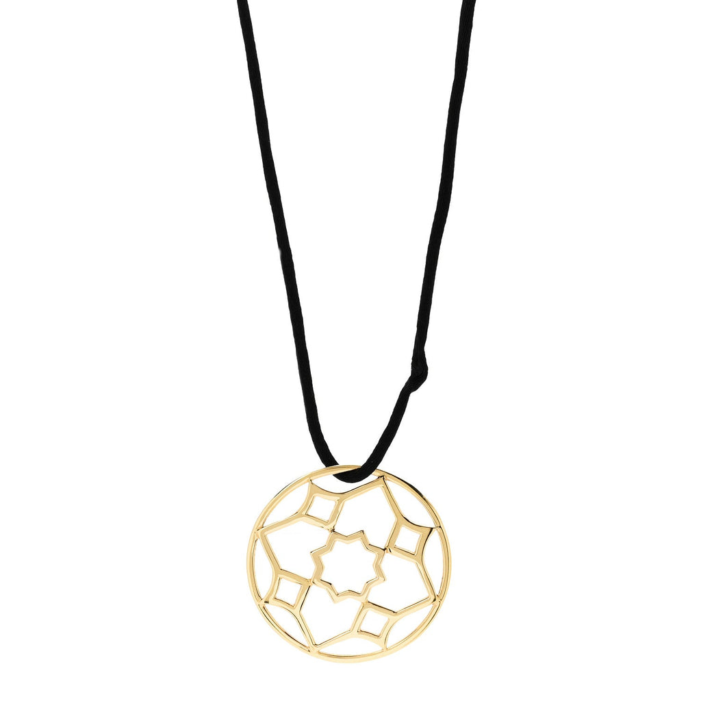18K Yellow Gold Paloma Picasso Zellige Medallion Pendant Cord Necklace