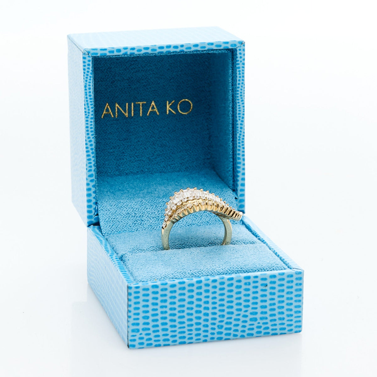 18K Yellow Gold Diamond Sideways Palm Leaf Ring 53 6.5