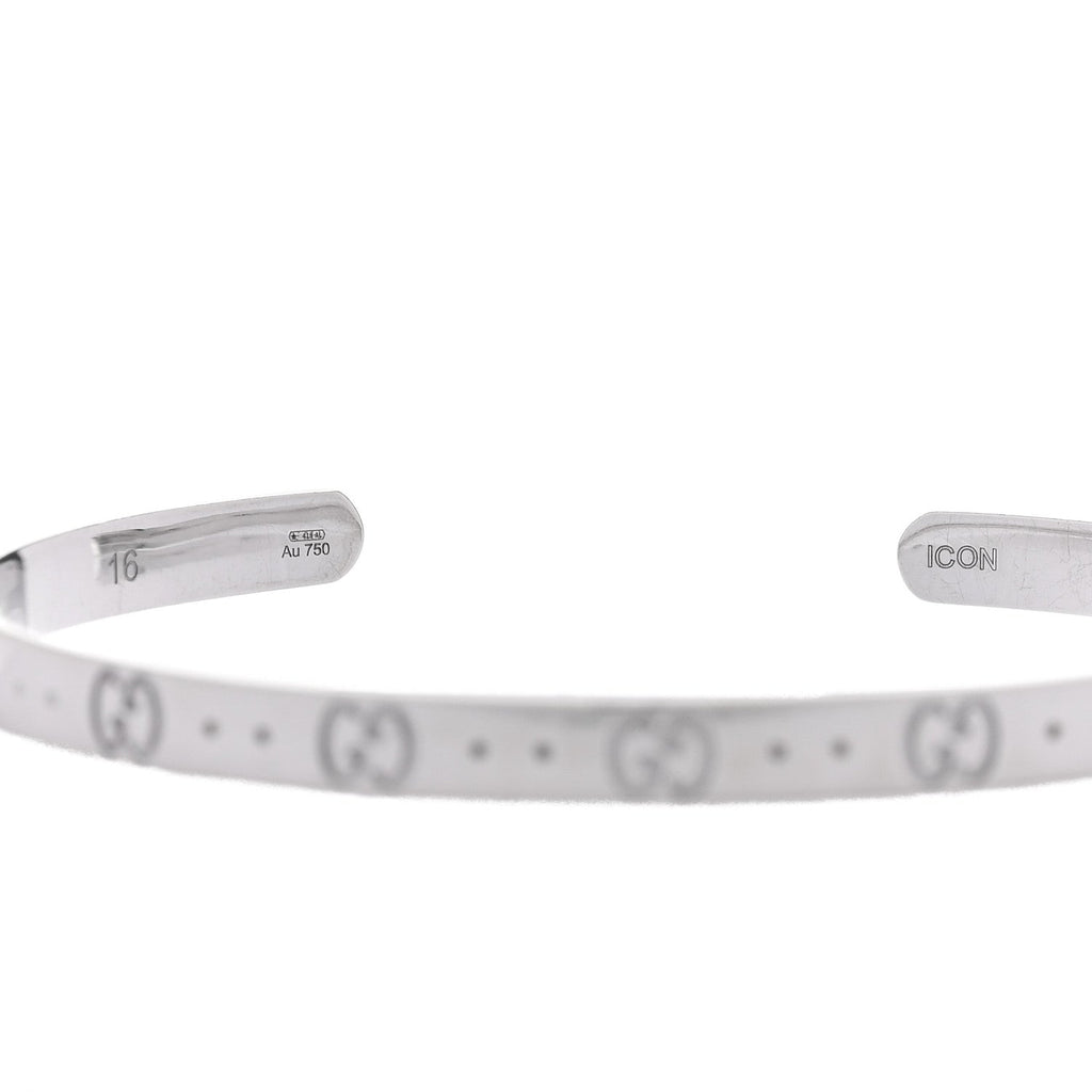 18K White Gold Icon Cuff Bracelet
