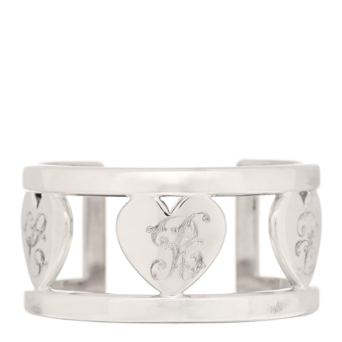 Sterling Silver Stencil Heart Cuff Bracelet