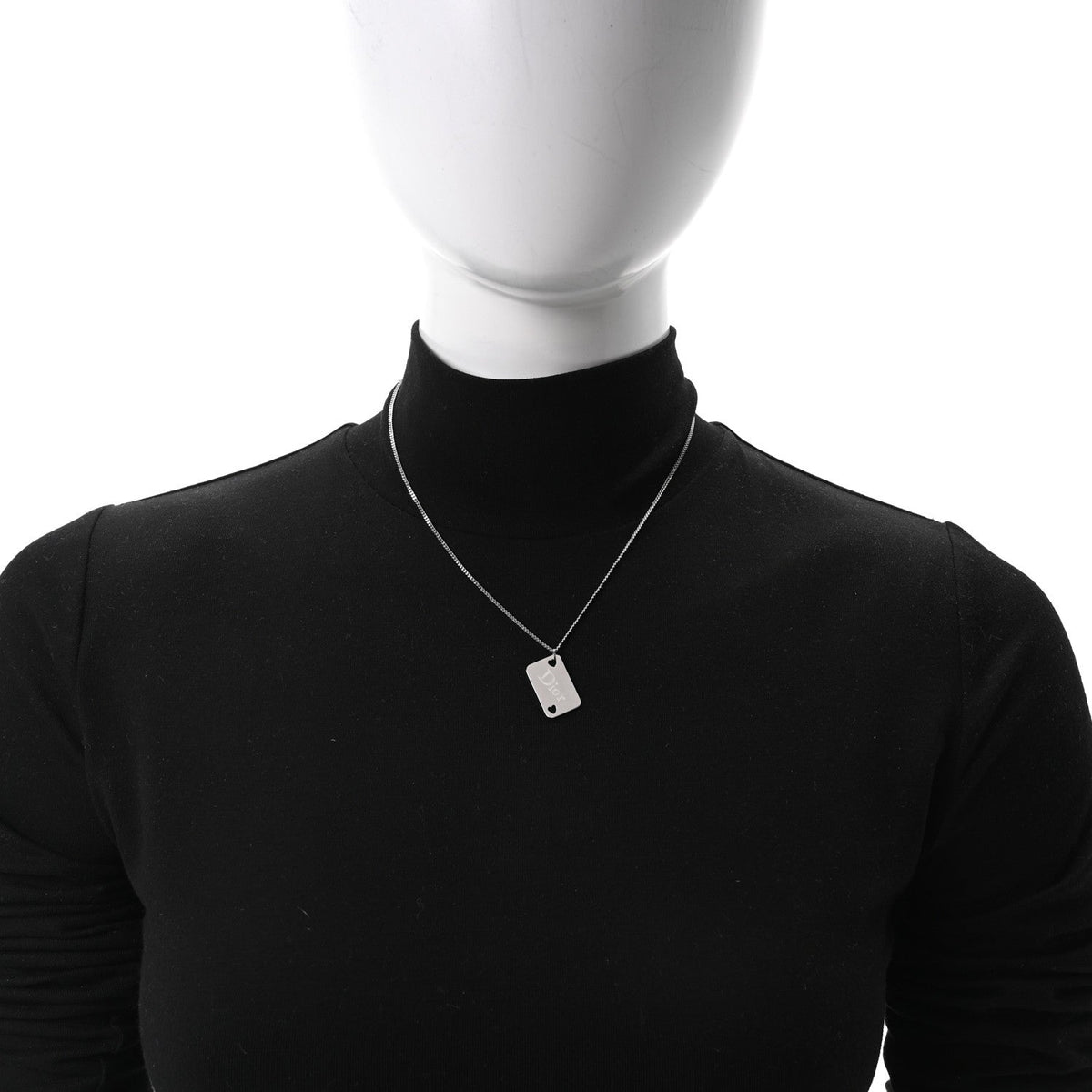 Enamel Logo Tag Short Necklace Silver