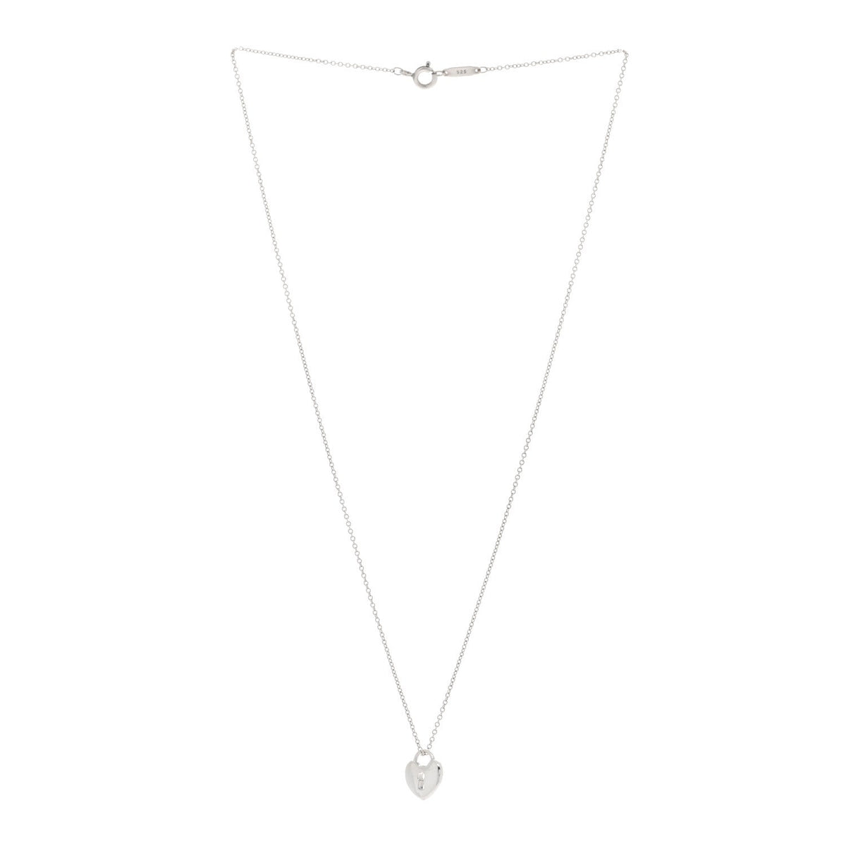 Sterling Silver Heart Lock Pendant Link Necklace