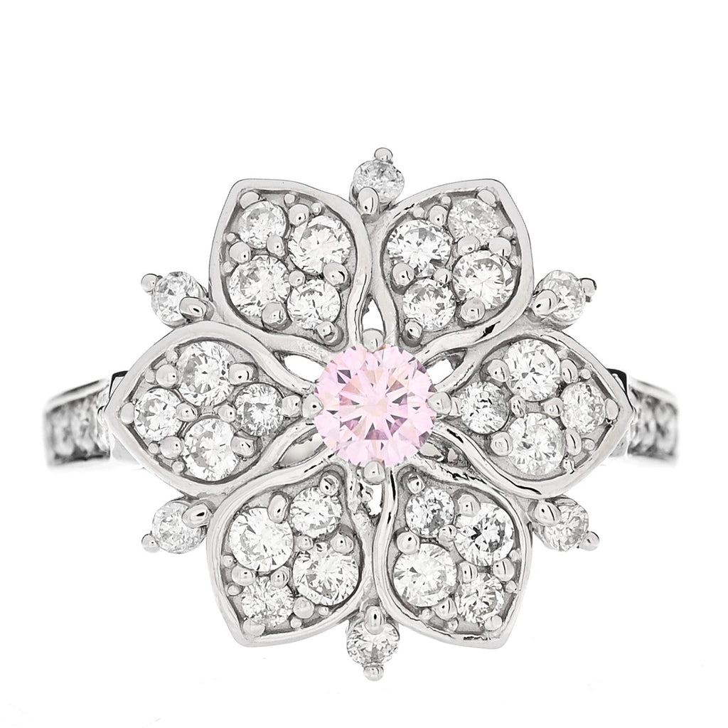 Platinum Diamond Pink Diamond .19ctw Flower Ring  53 6.25