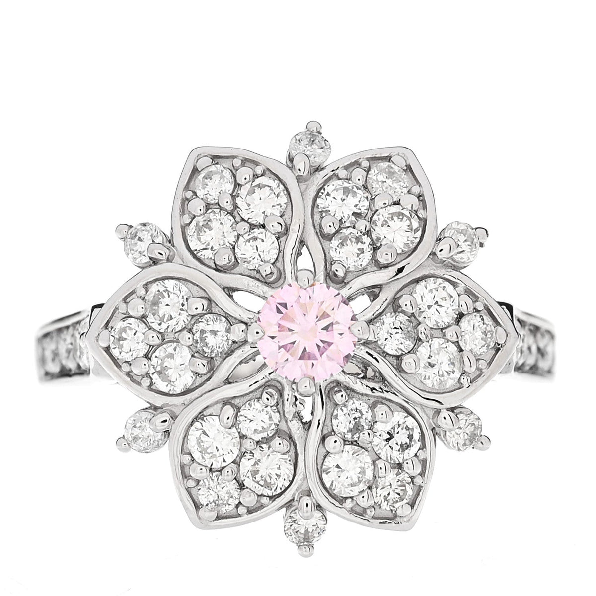 Platinum Diamond Pink Diamond .19ctw Flower Ring  53 6.25