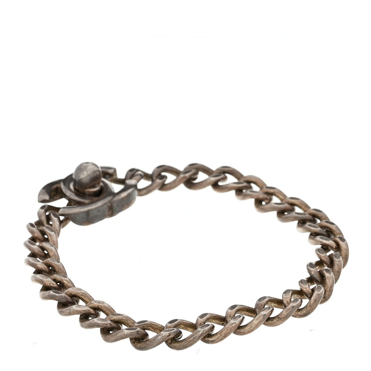 Metal CC Turnlock Bracelet Silver