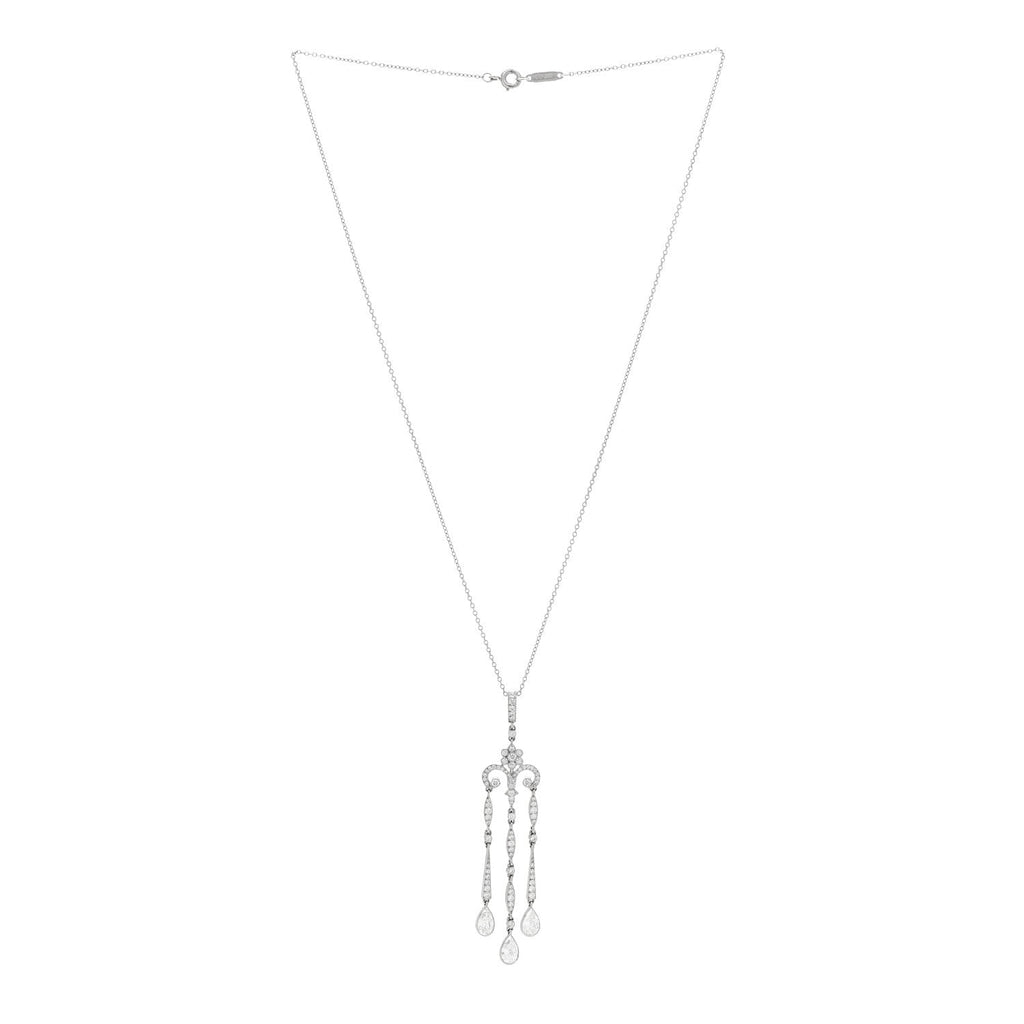 Platinum Diamond Legacy Pear Drop Pendant Necklace