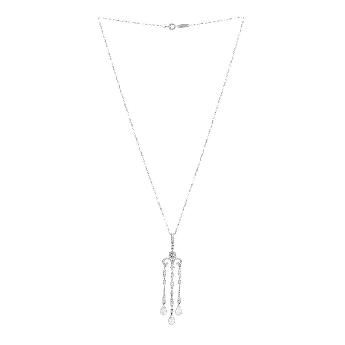 Platinum Diamond Legacy Pear Drop Pendant Necklace