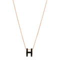 Lacquered Rose Gold Pop H Pendant Necklace Black