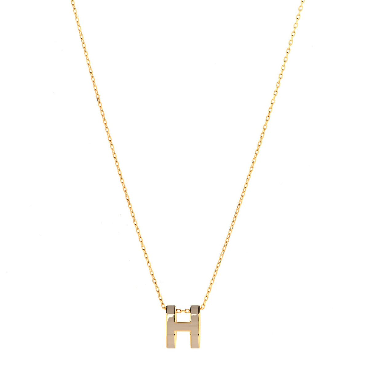 Lacquered Gold Pop H Pendant Necklace Marron Glace