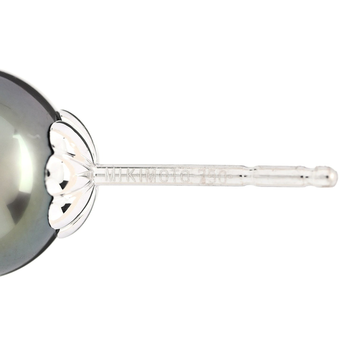 18K White Gold Black South Sea Cultured Pearl 8.5-9mm Stud Earrings