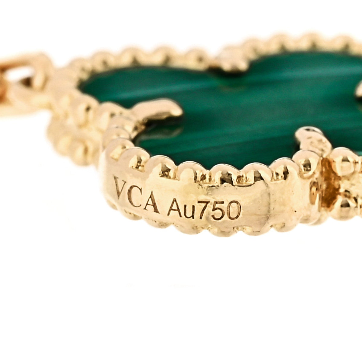 18K Yellow Gold Malachite 5 Motifs Vintage Alhambra Bracelet