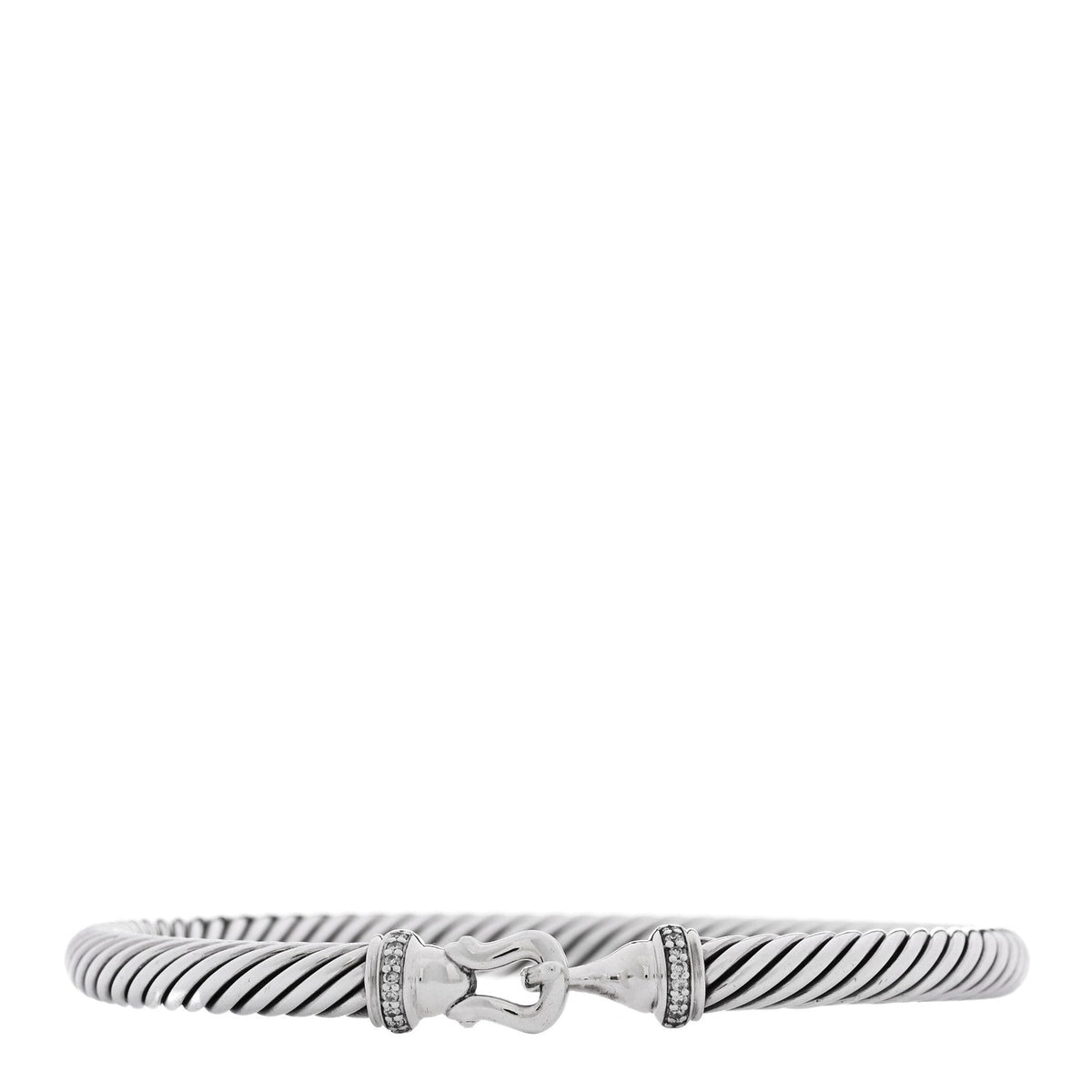 Sterling Silver Diamond 5mm Cable Buckle Bracelet