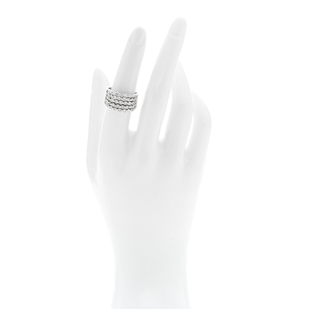 14K White Gold Diamond 1.90ctw Five Row Band Ring 53 6.25