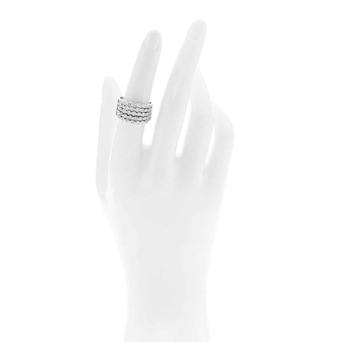 14K White Gold Diamond 1.90ctw Five Row Band Ring 53 6.25