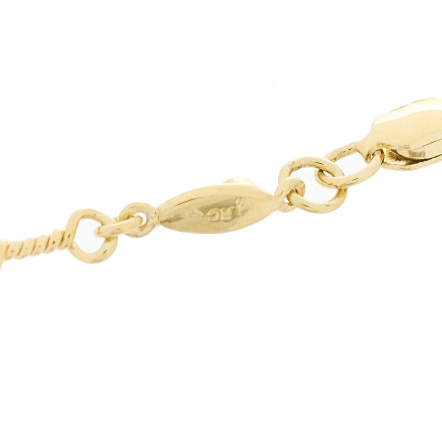 18K Yellow White Gold Diamond DogBone Chain Station Bracelet