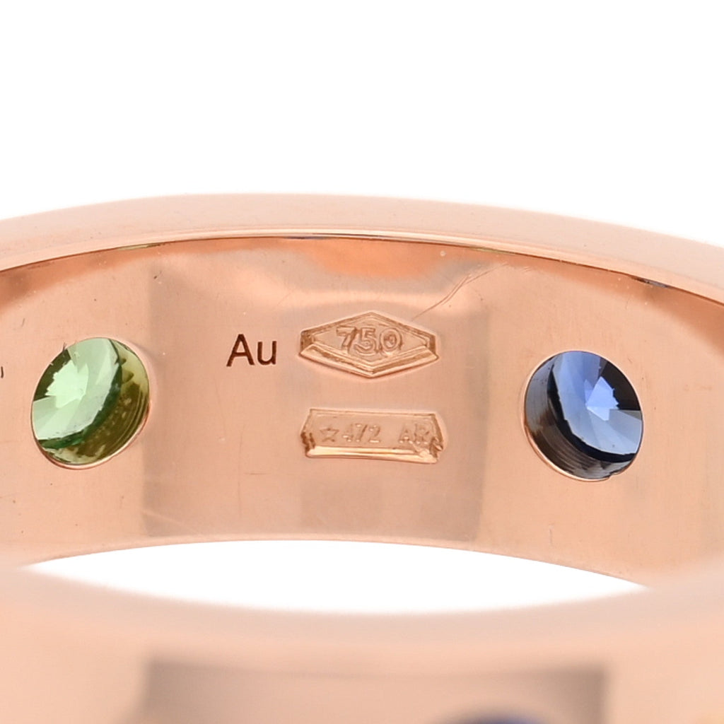 18K Rose Gold Diamond Sapphire Tsavorite Garnet Roman Sorbet Band Ring 49 5