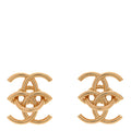 Metal CC Drop Earrings Gold
