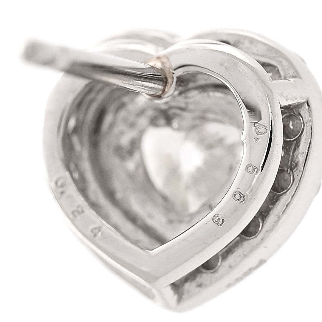 Platinum Diamond 1.62ctw Heart Cut Halo Earrings