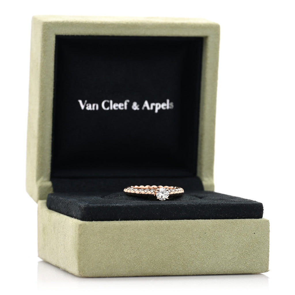 18K Rose Gold Diamond .31ct Perlee Solitaire Engagement Ring 48 4.5