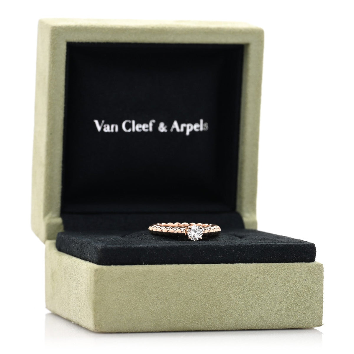 18K Rose Gold Diamond .31ct Perlee Solitaire Engagement Ring 48 4.5