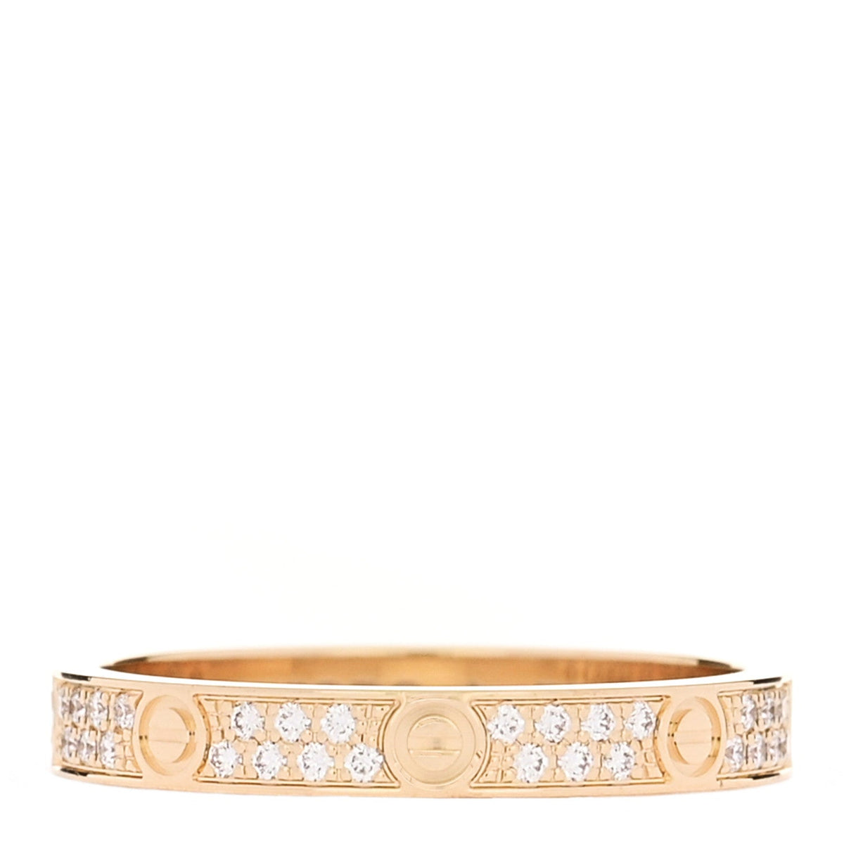 18K Yellow Gold Diamond 2.6mm LOVE Paved Band Ring 48 4.5