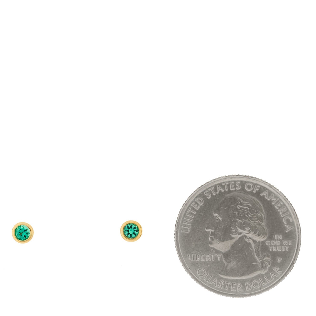18K Yellow Gold Emerald .14ctw Color By The Yard Earrings