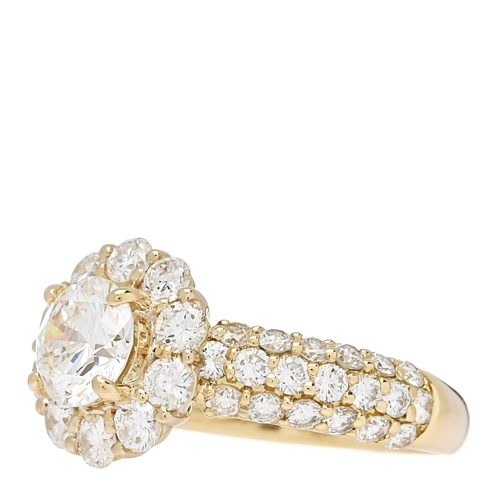 18K Yellow Gold Diamond 1.01ct Halo Engagement Ring 53 6.25