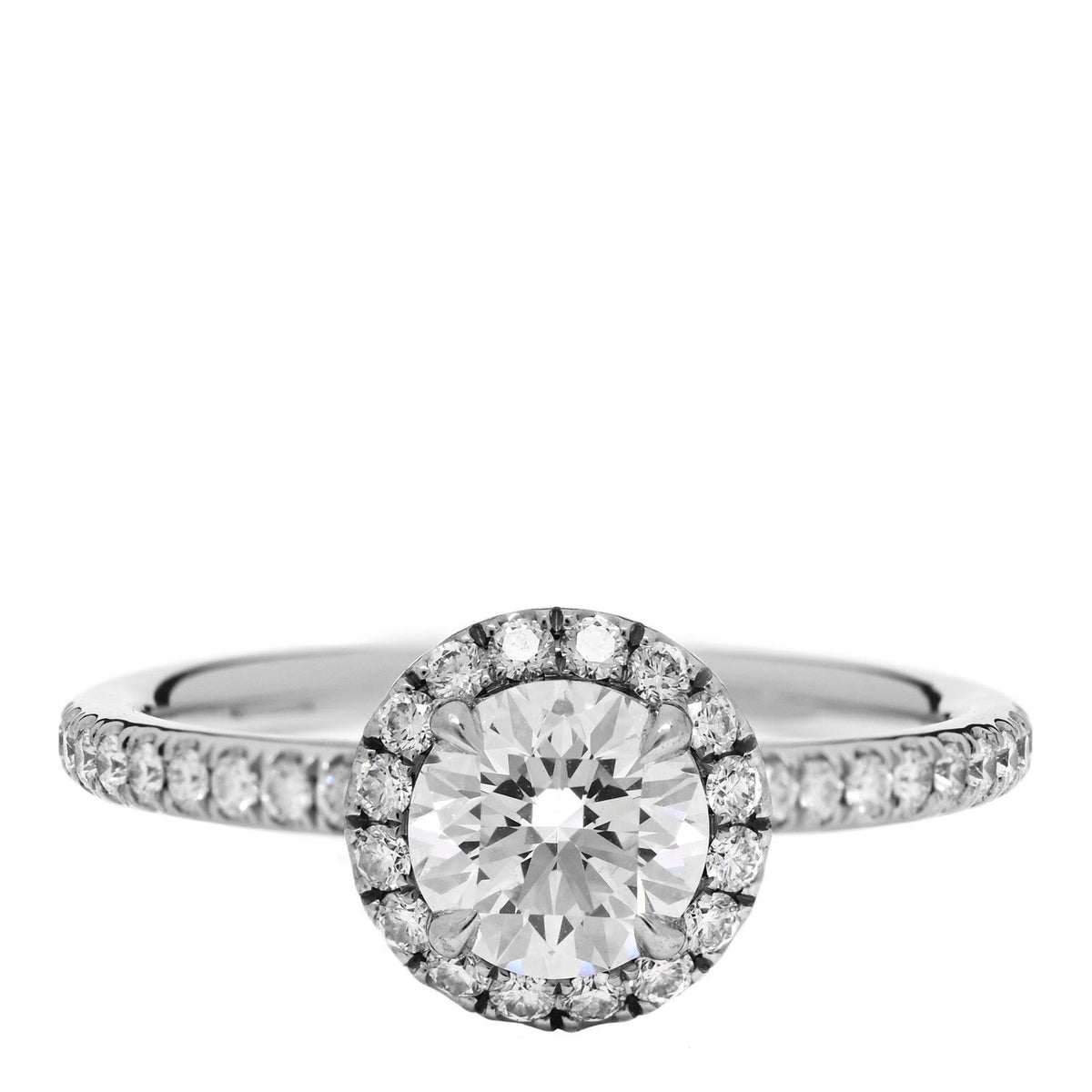 Platinum Diamond .57ct The One Round Brilliant Micropave Engagement Ring 47 4