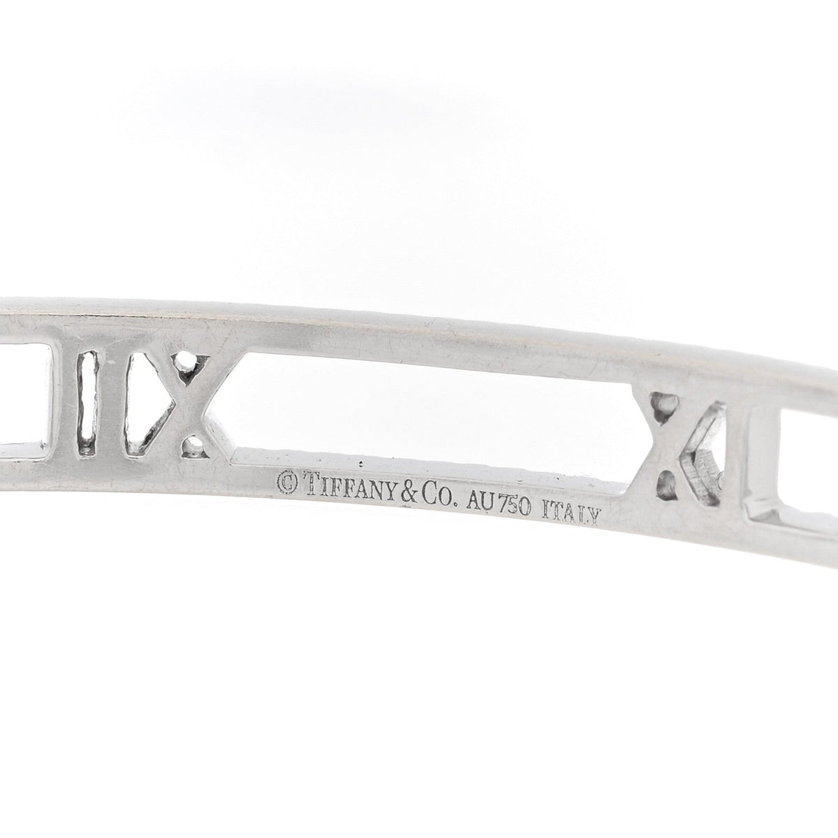 18K White Gold Diamond Atlas Open Bangle Bracelet