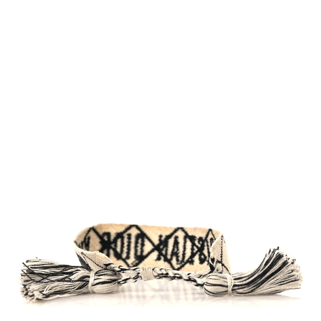 Woven Cotton J'Adior Friendship Bracelet Set Beige Black