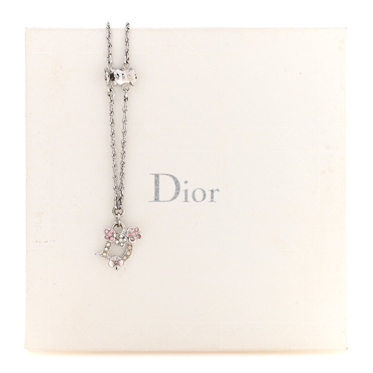 Crystal Flower Necklace Silver Pink