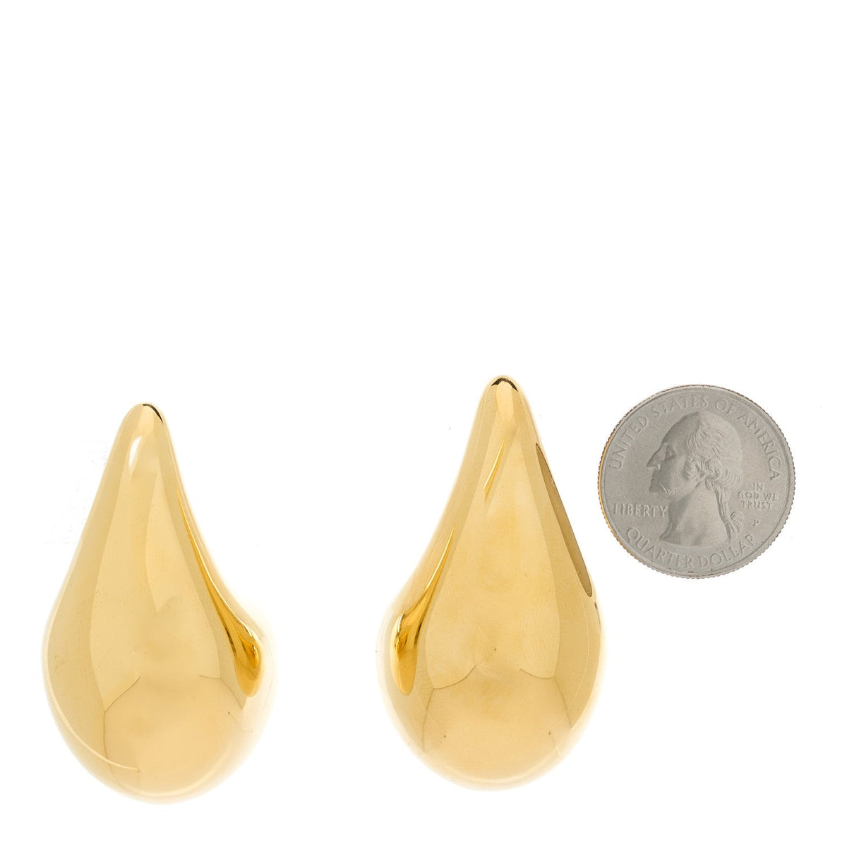 18K Yellow Gold Sterling Silver Large Drop Earrings Gold