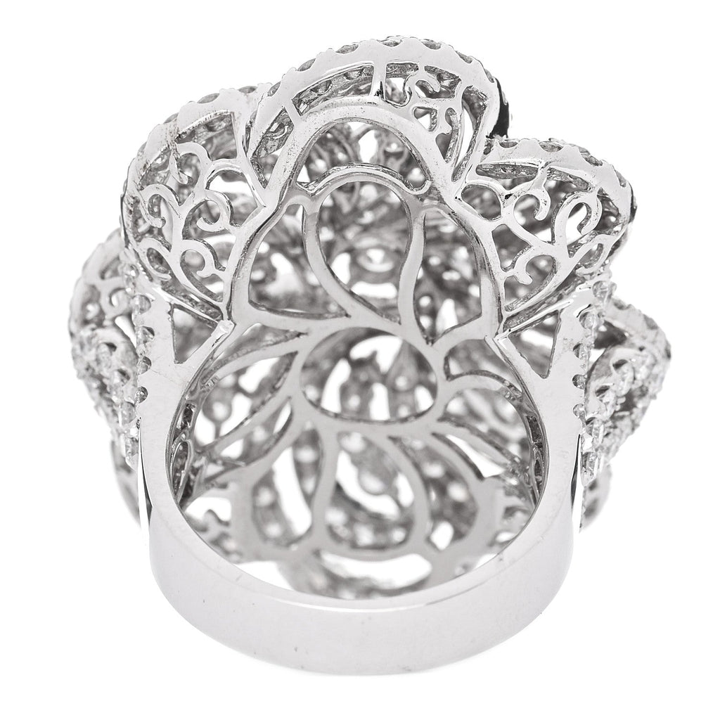 18K White Gold Diamond 5.85ctw Flower Cocktail Ring 54 7