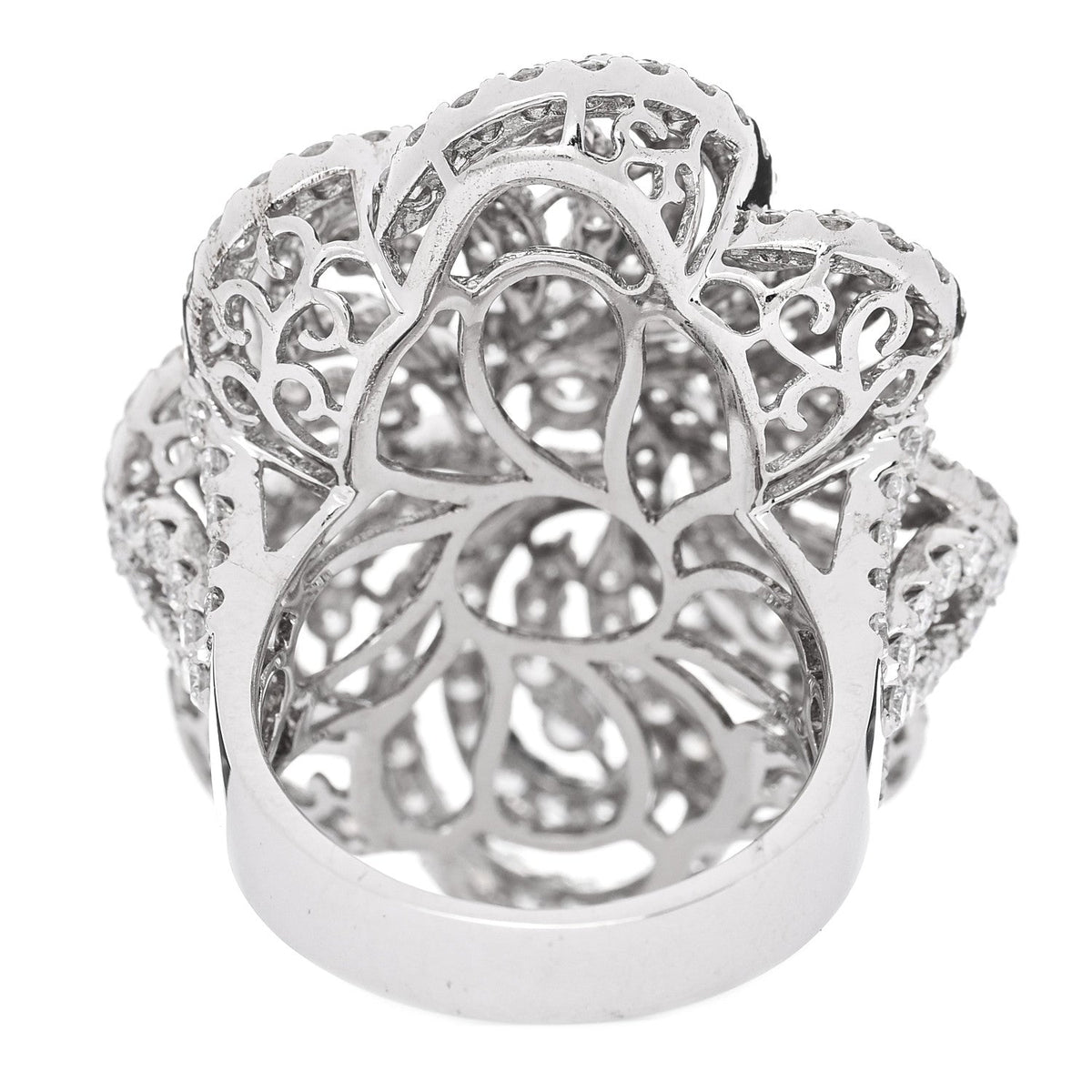 18K White Gold Diamond 5.85ctw Flower Cocktail Ring 54 7