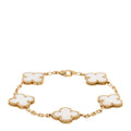 VAN CLEEF &amp; ARPELS 18K Yellow Gold Mother of Pearl 5 Motifs Vintage Alhambra Bracelet