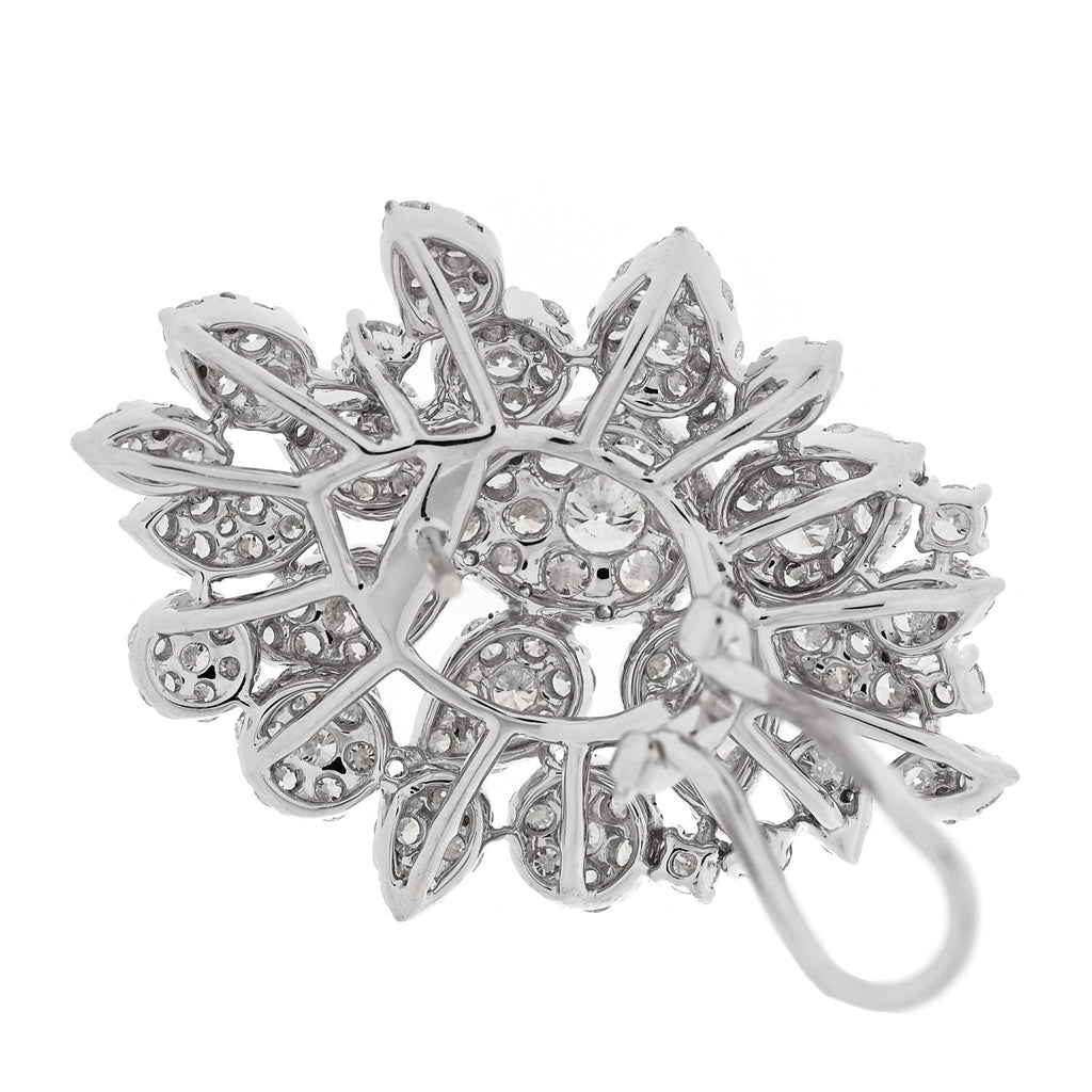 18K White Gold Diamond 9.28ctw Cluster Earrings