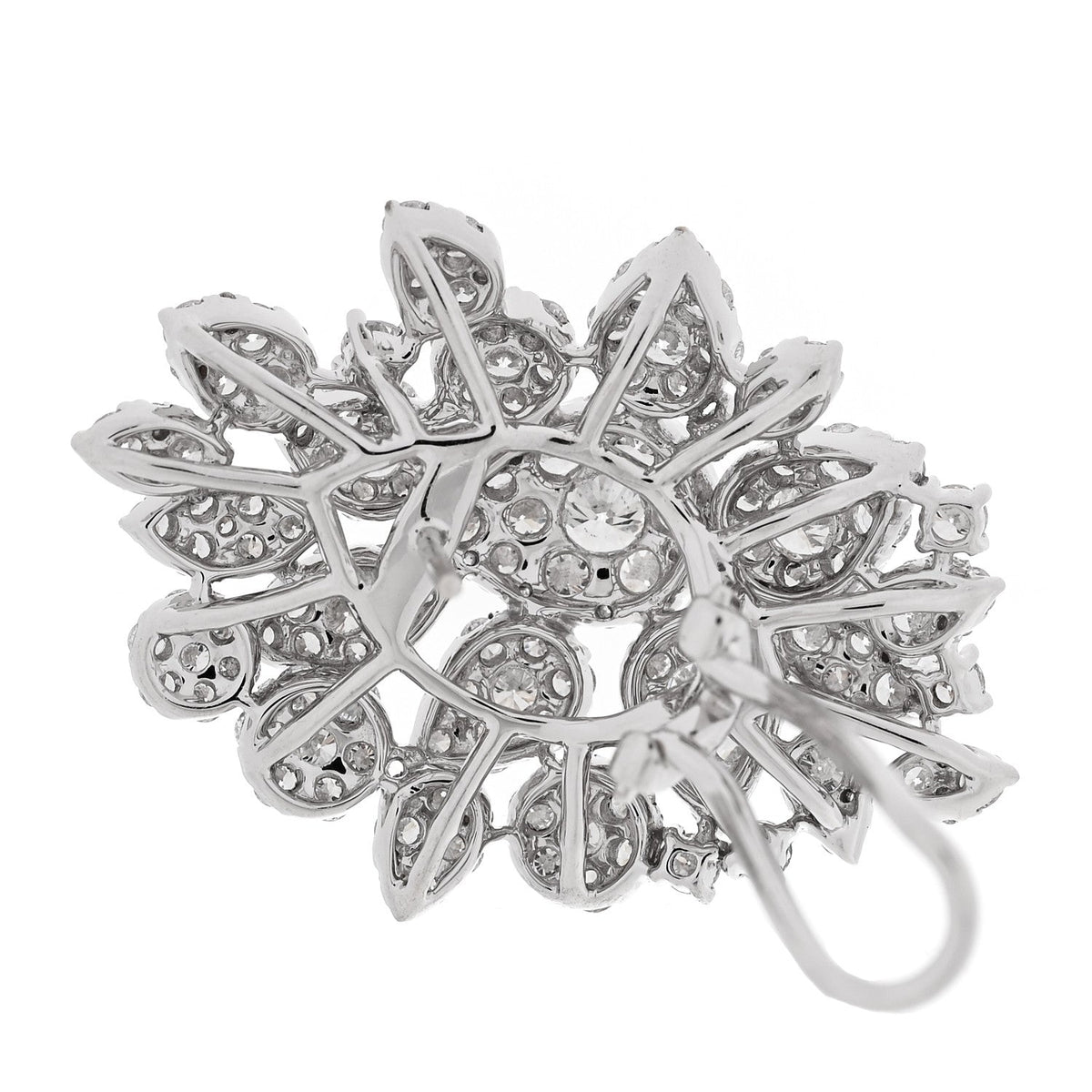 18K White Gold Diamond 9.28ctw Cluster Earrings